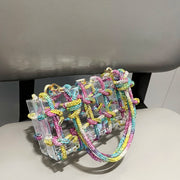 handmade Rhinestones Evening bag silver Crystal handmade Bags