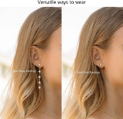 Dainty 14K Gold/Silver Plated Pearl Necklace and Earring Set with Drop Earrings Bracelets Necklace
