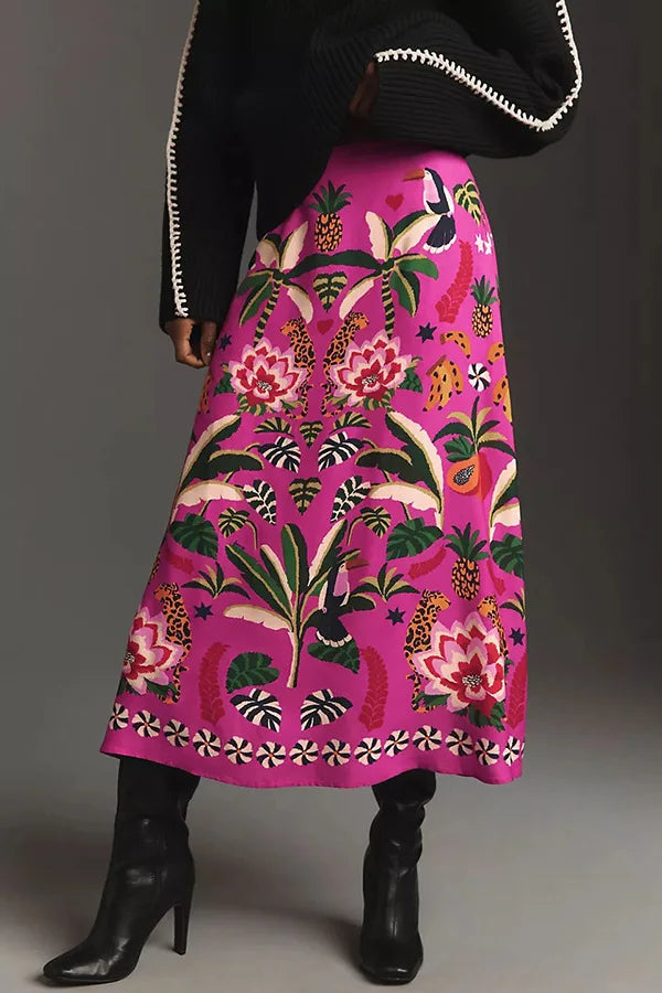 Streetwear Ladies Vintage Floral Skirt