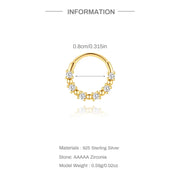 Sterling Silver Zircon Nose Ring - Elegant 925 Hoop