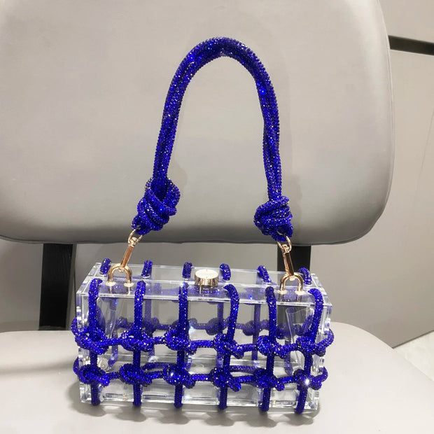 handmade Rhinestones Evening bag silver Crystal handmade Bags