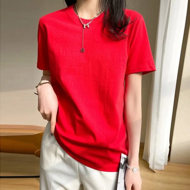 Women T-shirts  Tops Solid Short Sleeve