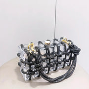 handmade Rhinestones Evening bag silver Crystal handmade Bags