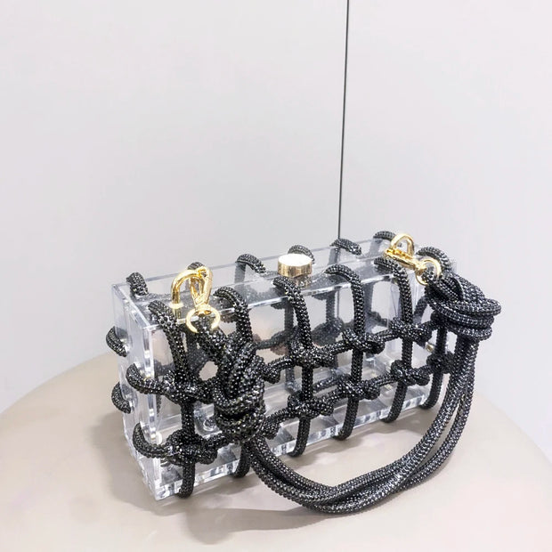 handmade Rhinestones Evening bag silver Crystal handmade Bags