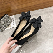 Elegant Bow Stiletto Heels - Pointed Toe French Style