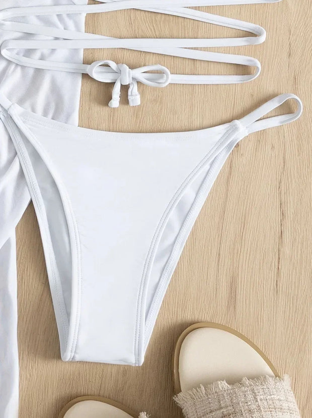 Tassel Tie Bikini Set with Cover-Up