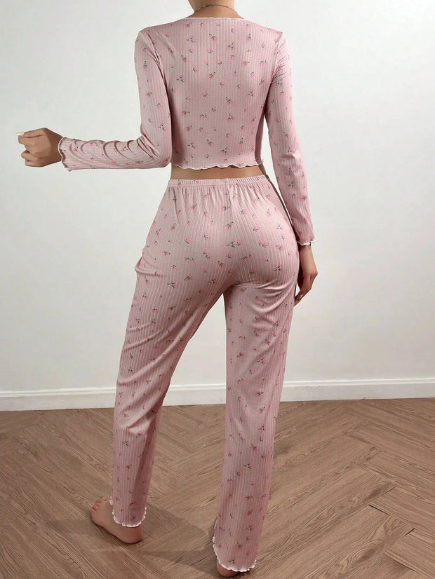 Cozy Bloom Printed Pajama Set