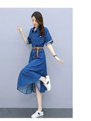 Vintage Denim Shirt Dress Female