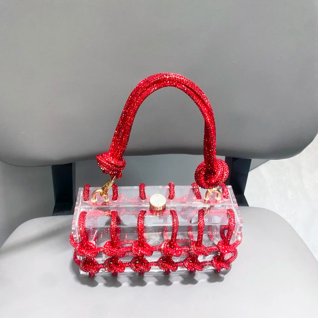 handmade Rhinestones Evening bag silver Crystal handmade Bags
