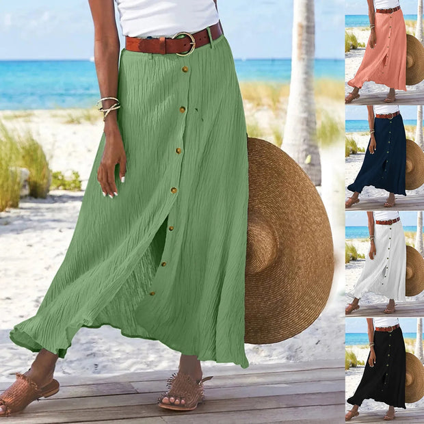 Casual Chic Button-Down Midi Skirt