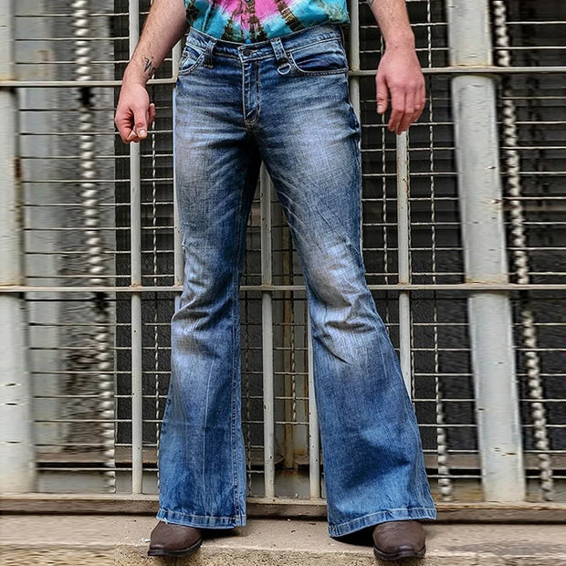 Denim Fashion Pants Distressed Straight Trouser Flare Jeans Loose Long Casual Trousers Sport Jogger Men Clothing Sweatpants