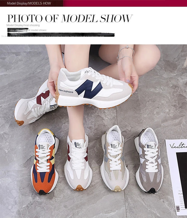 Trendy Luxe Running Sneakers - Neutral Tones