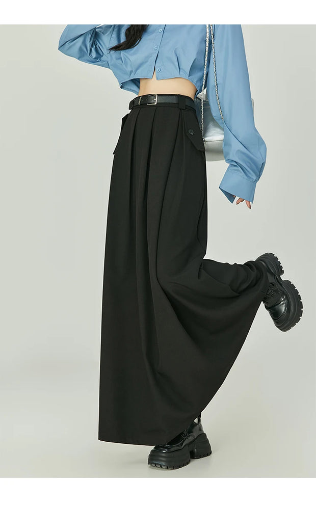 Elegant Casual Pleated Maxi Skirt
