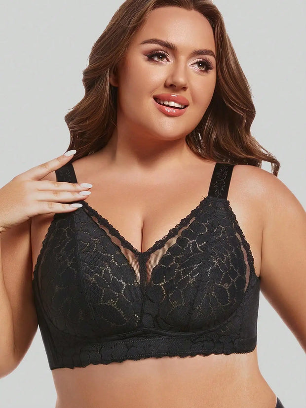 Underwear for women in summer, big chest, small gathering, anti sagging, no steel ring, fat, mm ultra-thin plus size text bra