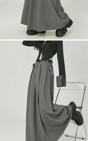 Elegant Casual Pleated Maxi Skirt