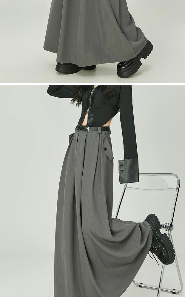 Elegant Casual Pleated Maxi Skirt