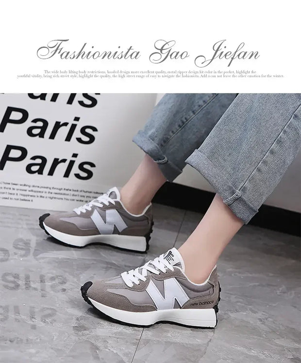 Trendy Luxe Running Sneakers - Neutral Tones