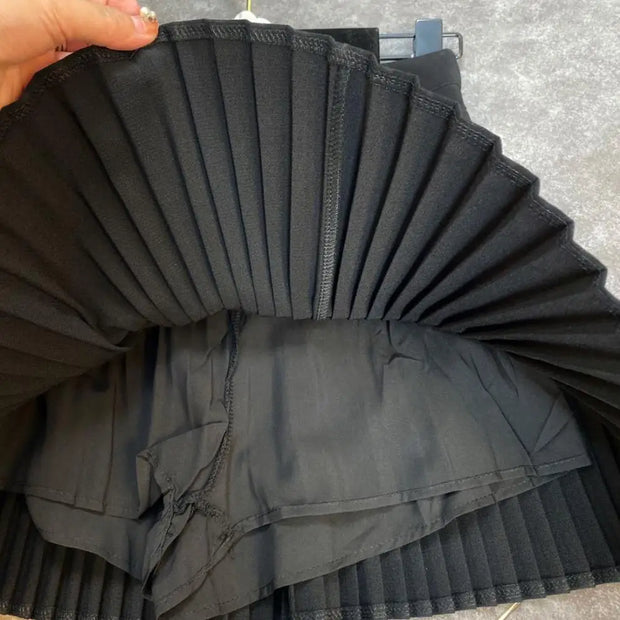 Pleated High-Waist Mini Skirt