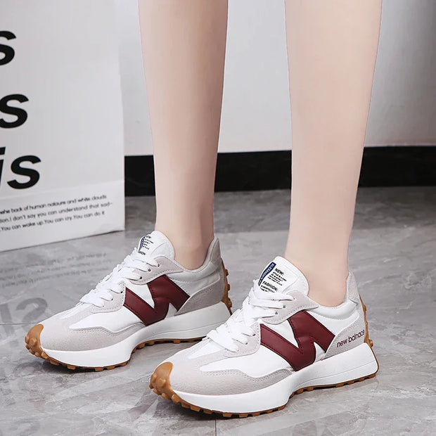 Trendy Luxe Running Sneakers - Neutral Tones