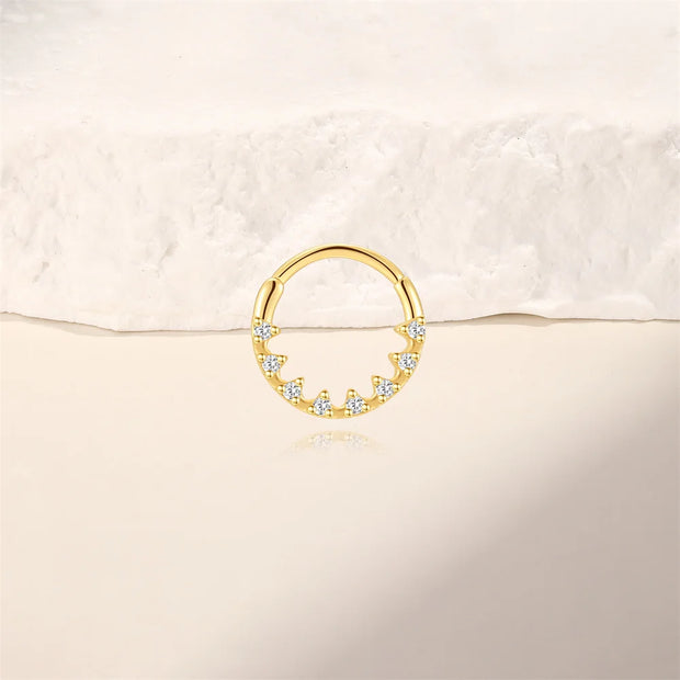 Sterling Silver Zircon Nose Ring - Elegant 925 Hoop