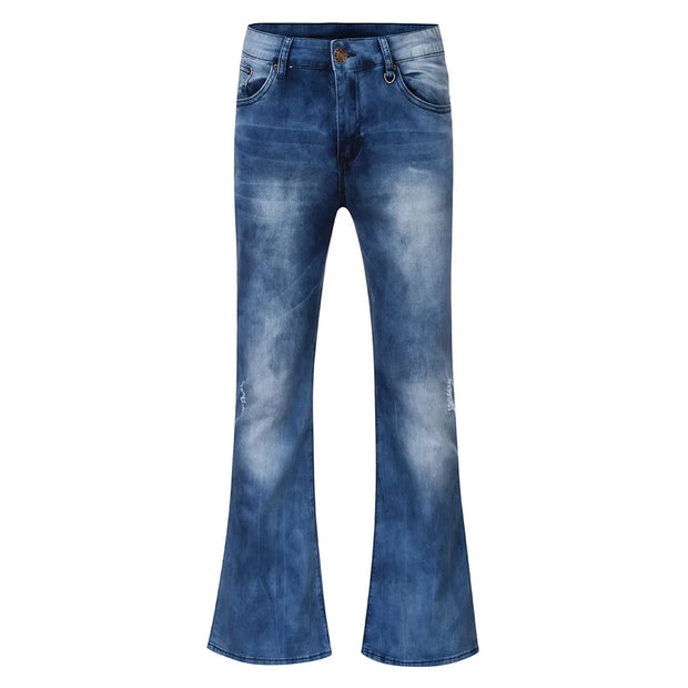 Denim Fashion Pants Distressed Straight Trouser Flare Jeans Loose Long Casual Trousers Sport Jogger Men Clothing Sweatpants