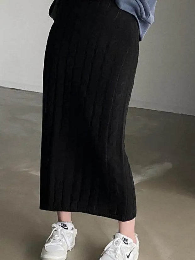 Solid Knitted Skirts For Womenew