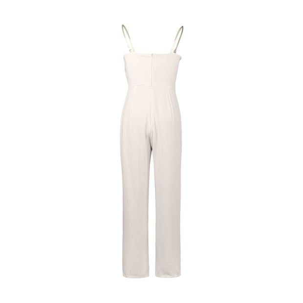 Women Jumpsuit Feather Tube Top Sexy Evening Party Jump Suits Sleeveless High-waisted Straight Playsuits Night Clubwear Overalls