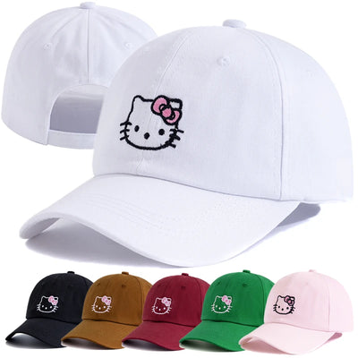 New Women Hello Kitty Cap Cotton Cute Baseball Cap Female Streetwear Dad Hats