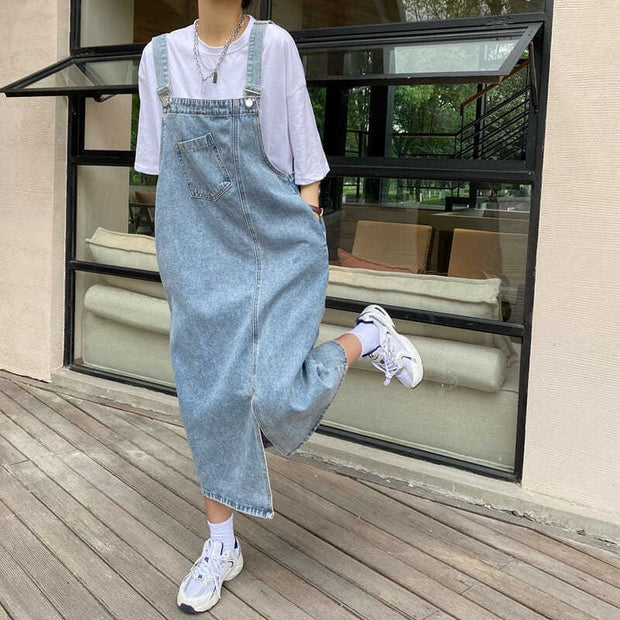 Spring Summer Denim Overall Dress Women