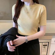 Blusas Mujer Blouses Top FemmeTops Women Blusas Mujer De Moda Verano Short Sleeve Knit Blouse Women Knitted Pullovers 2025