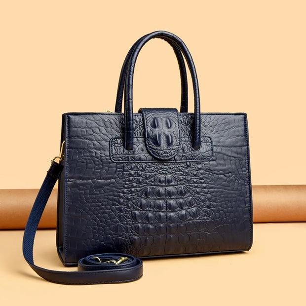 Elegant Croc-Embossed PU Leather Tote
