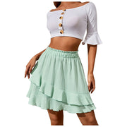 Women'S Skirt Fashion Women'S Ruffle Skirt High Waist Irregular Solid Color Short Skirt Women'S Fashionable Solid Color Skirt