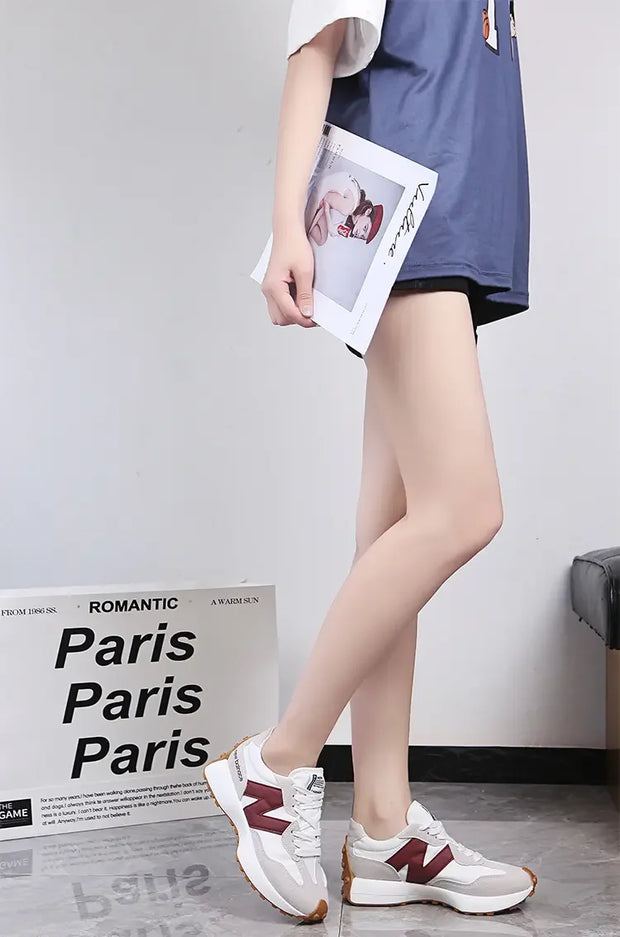 Trendy Luxe Running Sneakers - Neutral Tones