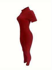 Curve-Hugging Zip-Front Casual Jumpsuit