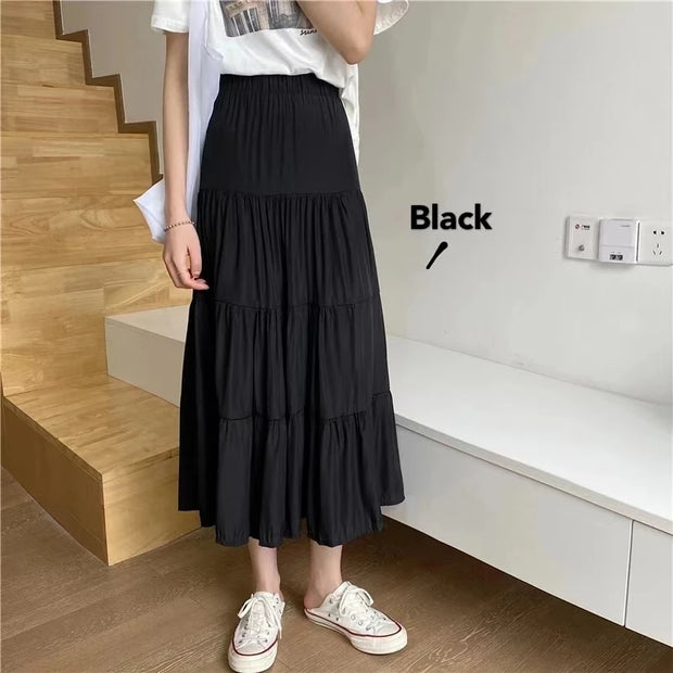 High-Waist Pleated Maxi Skirt