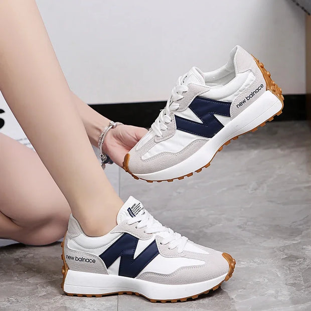 Trendy Luxe Running Sneakers - Neutral Tones