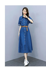 Vintage Denim Shirt Dress Female