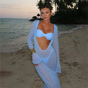Sexy Beach Vacation Dress See Through Backless