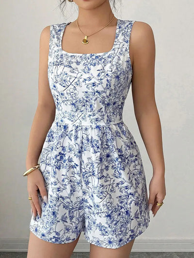Floral Print Casual Romper