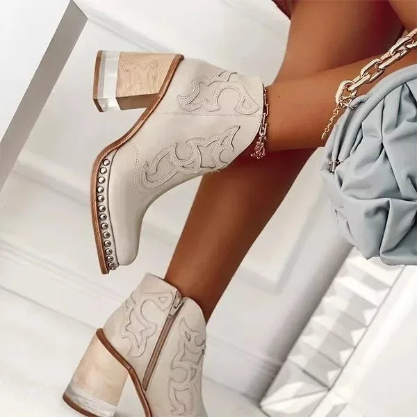 Western-Inspired Leather Ankle Boots