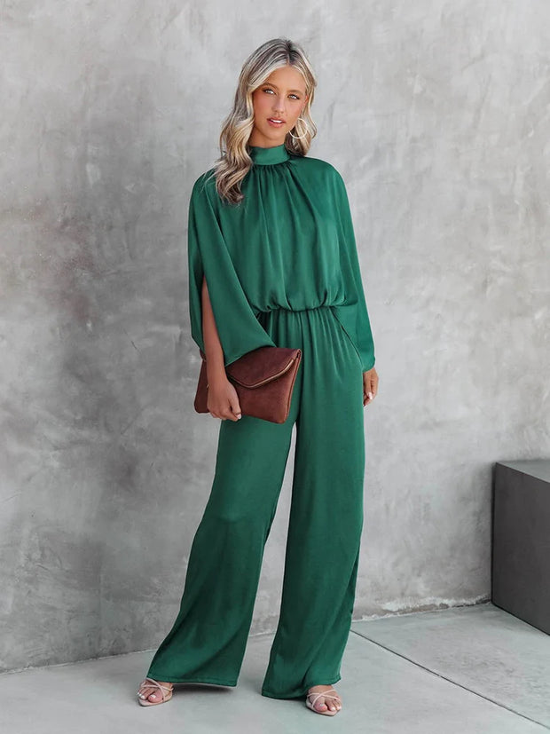 Elegant Cape Sleeve Jumpsuit - Autumn Chic