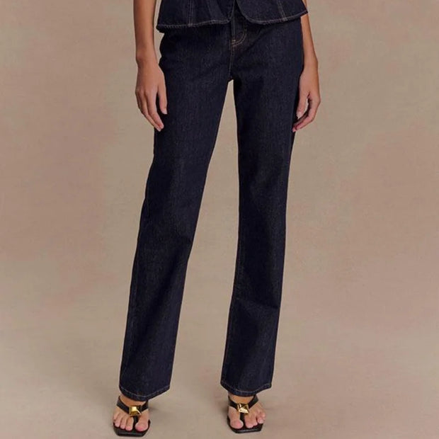 Women Vintage Denim Top Pant Set Square Collar Single Breasted Tank High Waist Jeans Female Sets 2025 Fashion Y2k  Denim Outfits