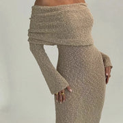 Knitted Off-Shoulder Maxi Beach Dress
