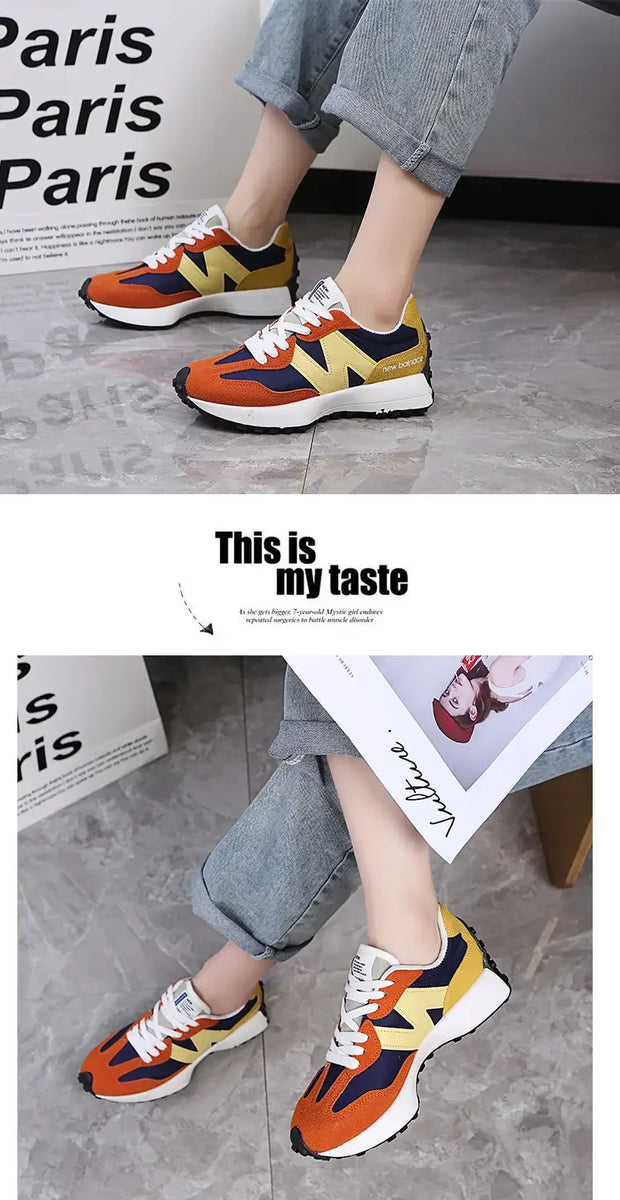 Trendy Luxe Running Sneakers - Neutral Tones