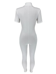 Curve-Hugging Zip-Front Casual Jumpsuit