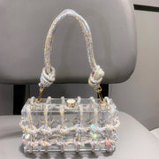 handmade Rhinestones Evening bag silver Crystal handmade Bags