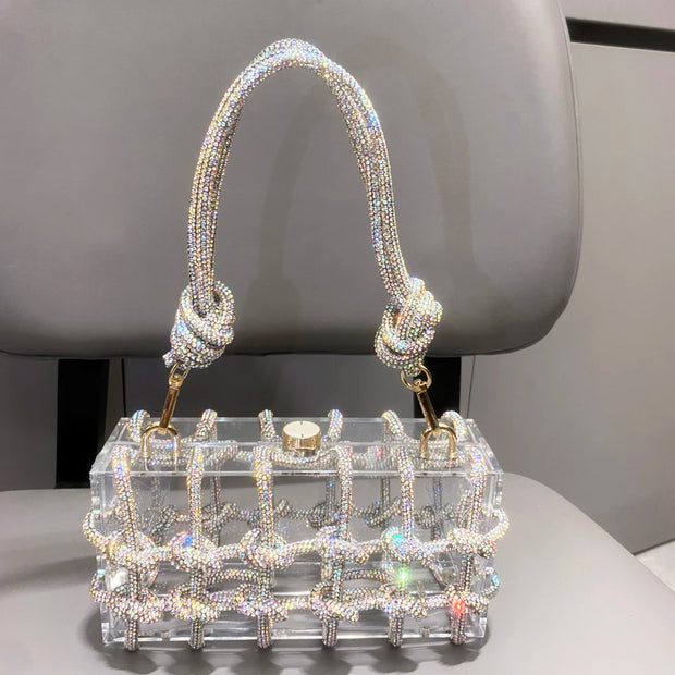handmade Rhinestones Evening bag silver Crystal handmade Bags