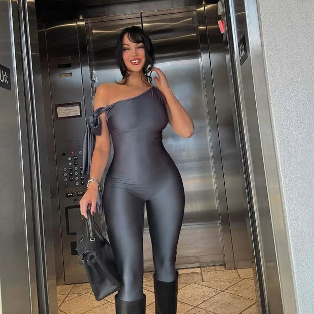 One-Shoulder Slim Fit Jumpsuit