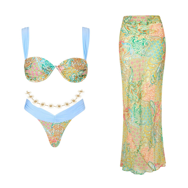 Bikini Swimsuit with Skirt Print Swimwear Women