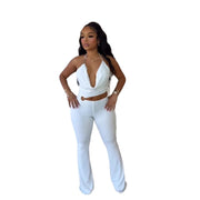 Plunge Neck Belted Jumpsuit